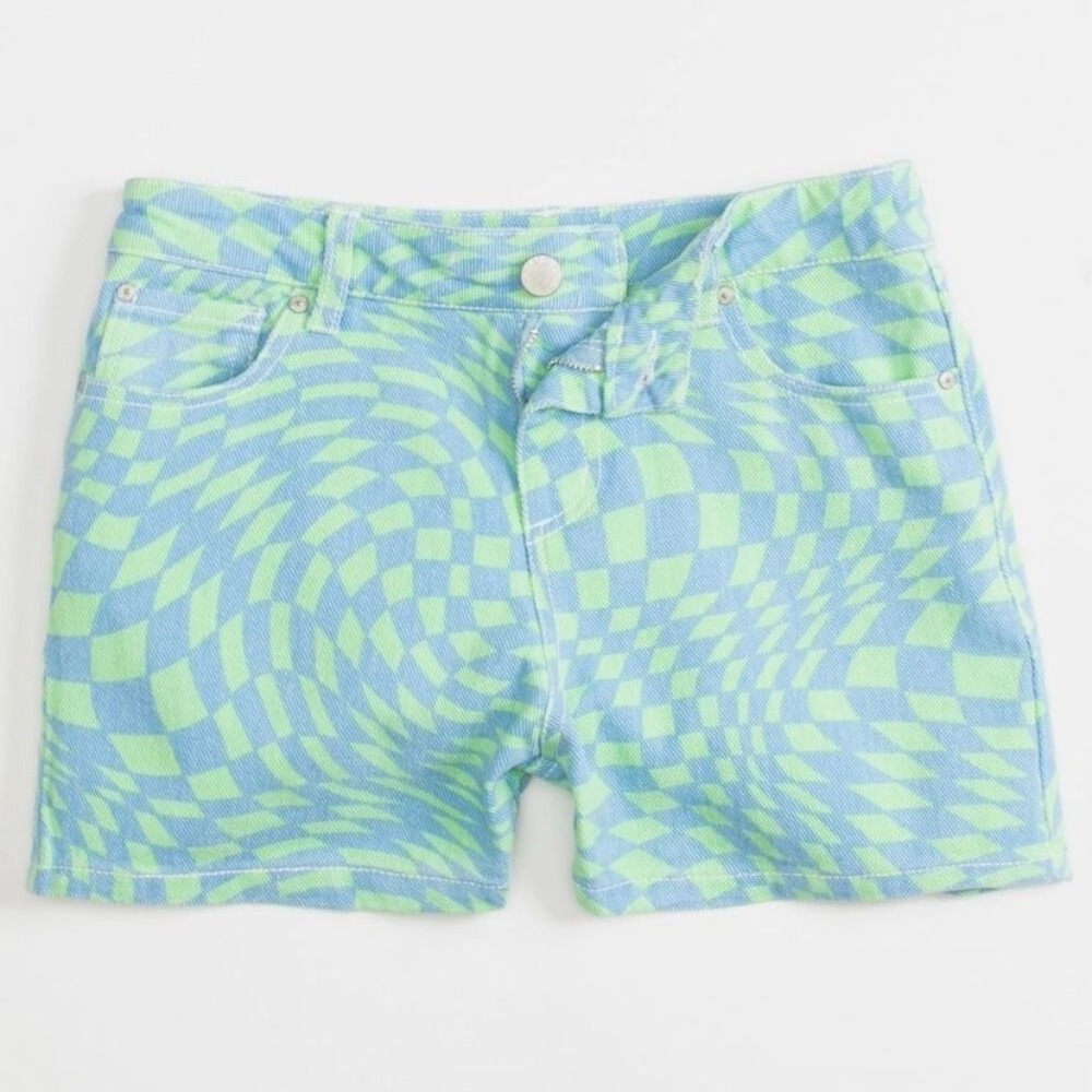 NWT RSQ Girls Checker High Rise Mom Shorts XL